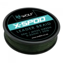 Шок лидер Wolf X-SPOD Braided Shockleader Green 0,32mm 50lb/50m Green