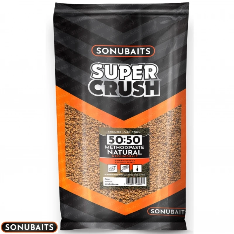 Прикормка Sonubaits Super Crush 50:50 Method & Paste Natural 2 kg